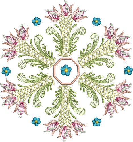 Tulip Circle Machine Embroidery Design