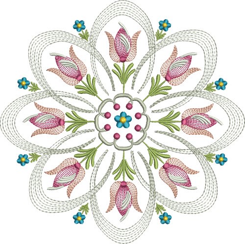 Circle Of Tulip Machine Embroidery Design