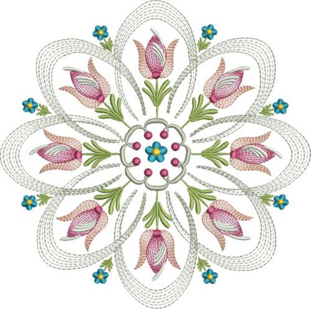 Picture of Circle Of Tulip Machine Embroidery Design