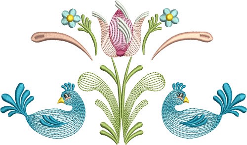 Tulip Birds Machine Embroidery Design