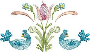 Picture of Tulip Birds Machine Embroidery Design