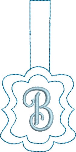 Monogrammed Keyfob Letter B Machine Embroidery Design