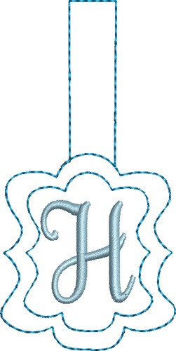 Monogrammed Keyfob Letter H Machine Embroidery Design