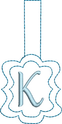 Monogrammed Keyfob Letter K Machine Embroidery Design