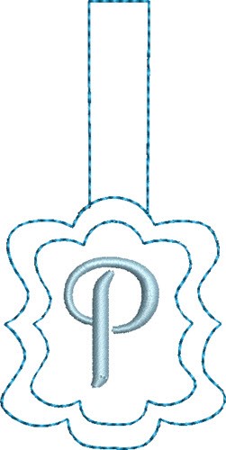 Monogrammed Keyfob Letter P Machine Embroidery Design