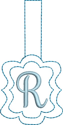 Monogrammed Keyfob Letter R Machine Embroidery Design