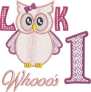 Picture of Look Whooos 1 Girl Machine Embroidery Design