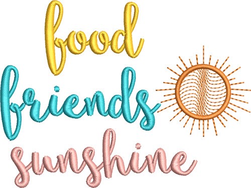 Food Friends Sunshine Machine Embroidery Design