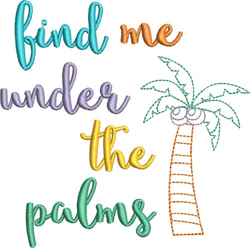 Under The Palms Machine Embroidery Design