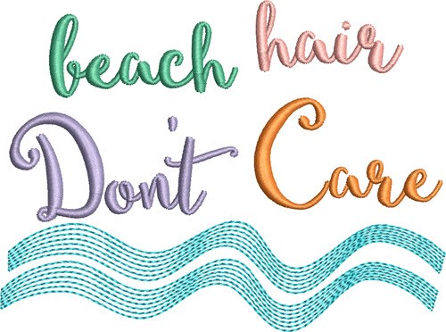 Beach Hair Machine Embroidery Design
