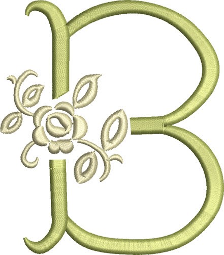 Tuscan Rose Monogram B Machine Embroidery Design