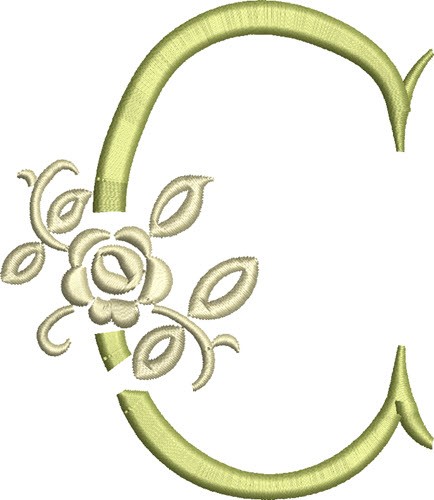Tuscan Rose Monogram C Machine Embroidery Design