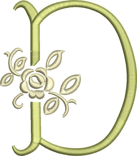 Tuscan Rose Monogram D Machine Embroidery Design