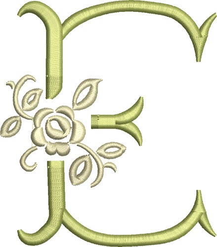 Tuscan Rose Monogram E Machine Embroidery Design