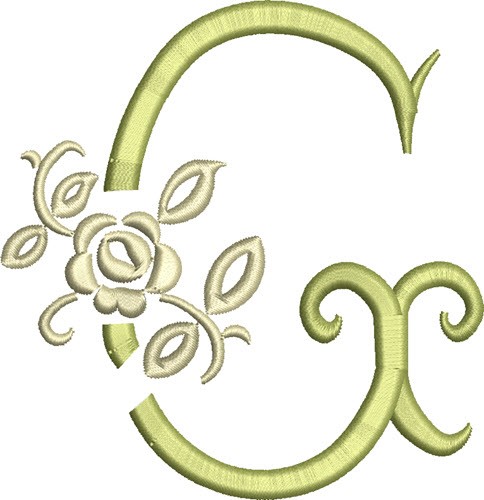 Tuscan Rose Monogram nch G Machine Embroidery Design