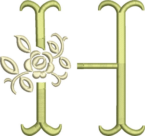 Tuscan Rose Monogram H Machine Embroidery Design