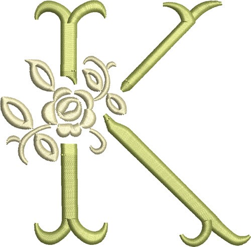 Tuscan Rose Monogram K Machine Embroidery Design