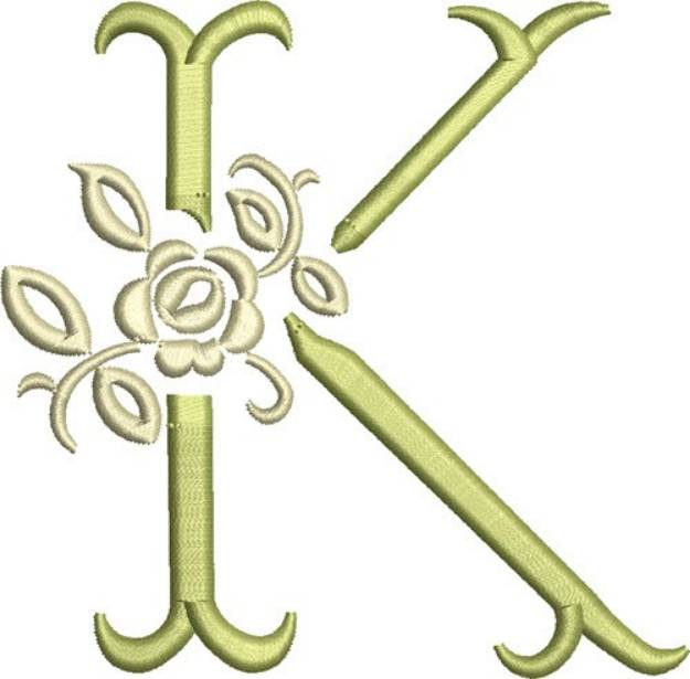 Picture of Tuscan Rose Monogram K Machine Embroidery Design