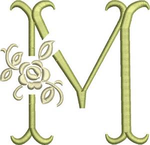 Picture of Tuscan Rose Monogram M Machine Embroidery Design