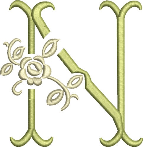 Tuscan Rose Monogram N Machine Embroidery Design