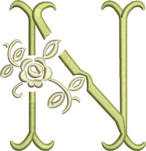 Picture of Tuscan Rose Monogram N Machine Embroidery Design
