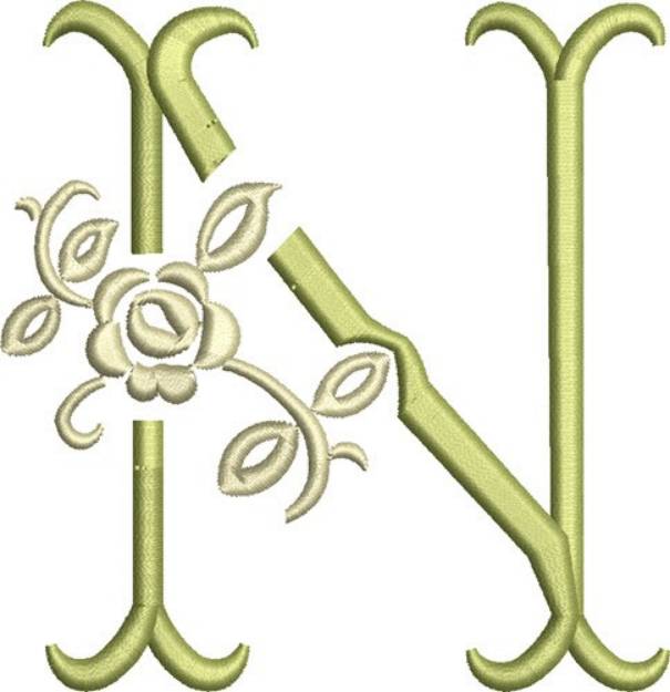 Picture of Tuscan Rose Monogram N Machine Embroidery Design