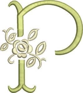Picture of Tuscan Rose Monogram P Machine Embroidery Design