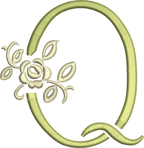 Tuscan Rose Monogram Q Machine Embroidery Design