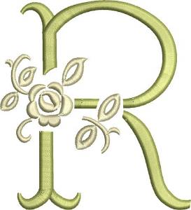 Picture of Tuscan Rose Monogram R Machine Embroidery Design