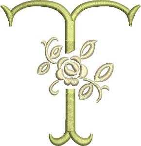 Picture of Tuscan Rose Monogram T Machine Embroidery Design