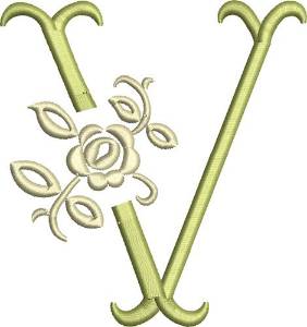 Picture of Tuscan Rose Monogram V Machine Embroidery Design