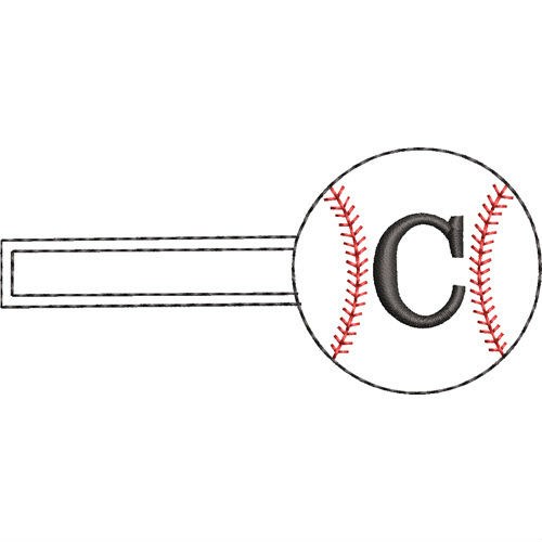 Baseball Key Fob C Machine Embroidery Design