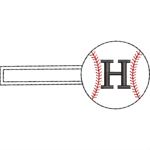 Baseball Key Fob H Machine Embroidery Design