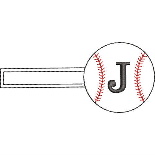 Baseball Key Fob J Machine Embroidery Design