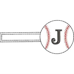 Picture of Baseball Key Fob J Machine Embroidery Design