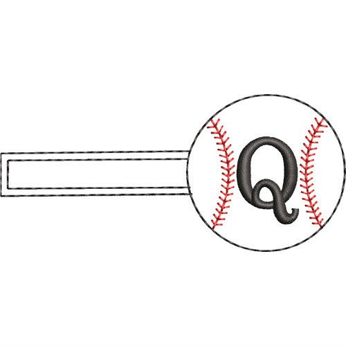 Baseball Key Fob Q Machine Embroidery Design