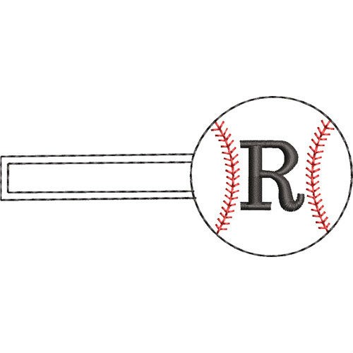 Baseball Key Fob R Machine Embroidery Design