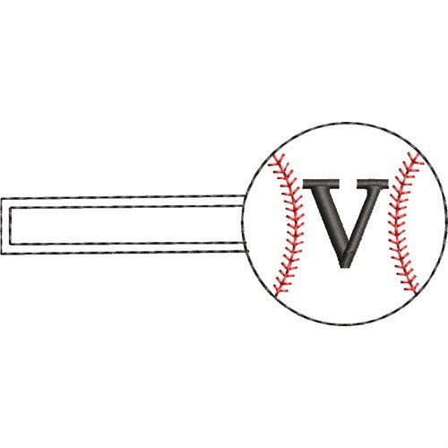 Baseball Key Fob V Machine Embroidery Design