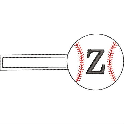 Baseball Key Fob Z Machine Embroidery Design