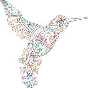 Picture of Fancy Hummingbird Machine Embroidery Design