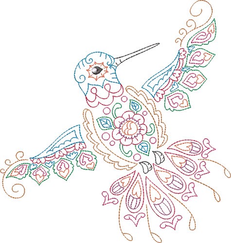 Hummingbird Flight Machine Embroidery Design