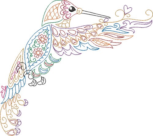 Hummingbird Profile Machine Embroidery Design