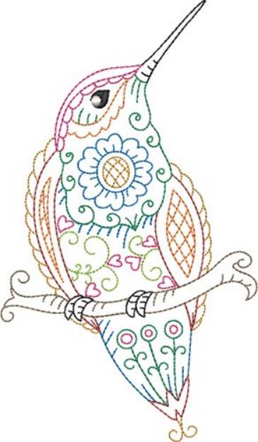 Picture of Hummingbird Perched Machine Embroidery Design