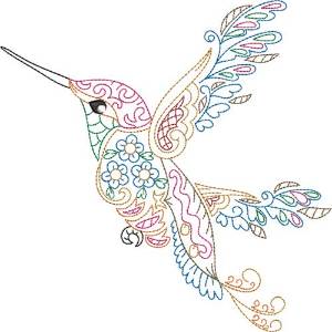 Picture of Colorful Hummingbird Machine Embroidery Design