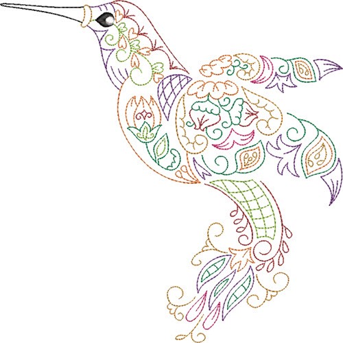 Hummingbird Profile Machine Embroidery Design