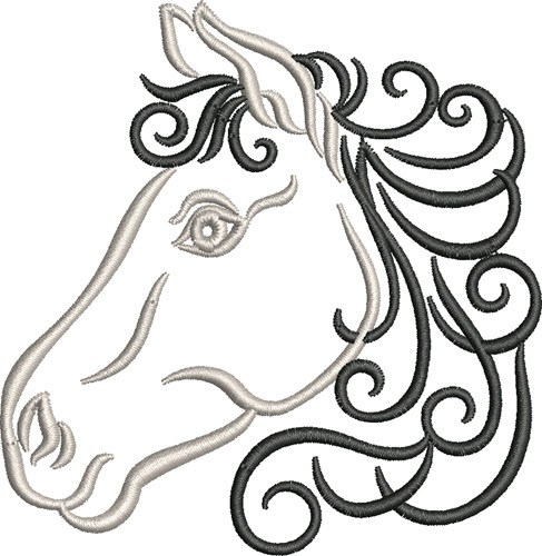 Horse Head Outline Machine Embroidery Design