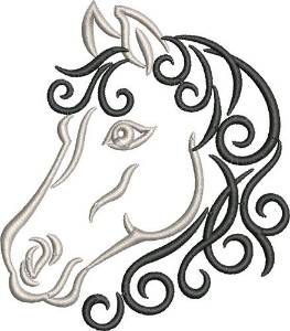 Picture of Horse Head Outline Machine Embroidery Design
