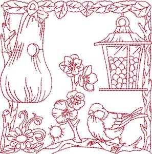 Picture of Birdhouse Quilt Block Machine Embroidery Design