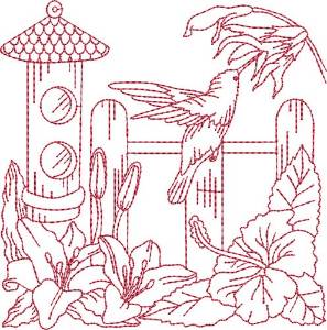 Picture of Hummingbird Quilt Block Machine Embroidery Design