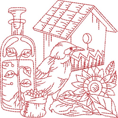 Bird Quilt Block Machine Embroidery Design